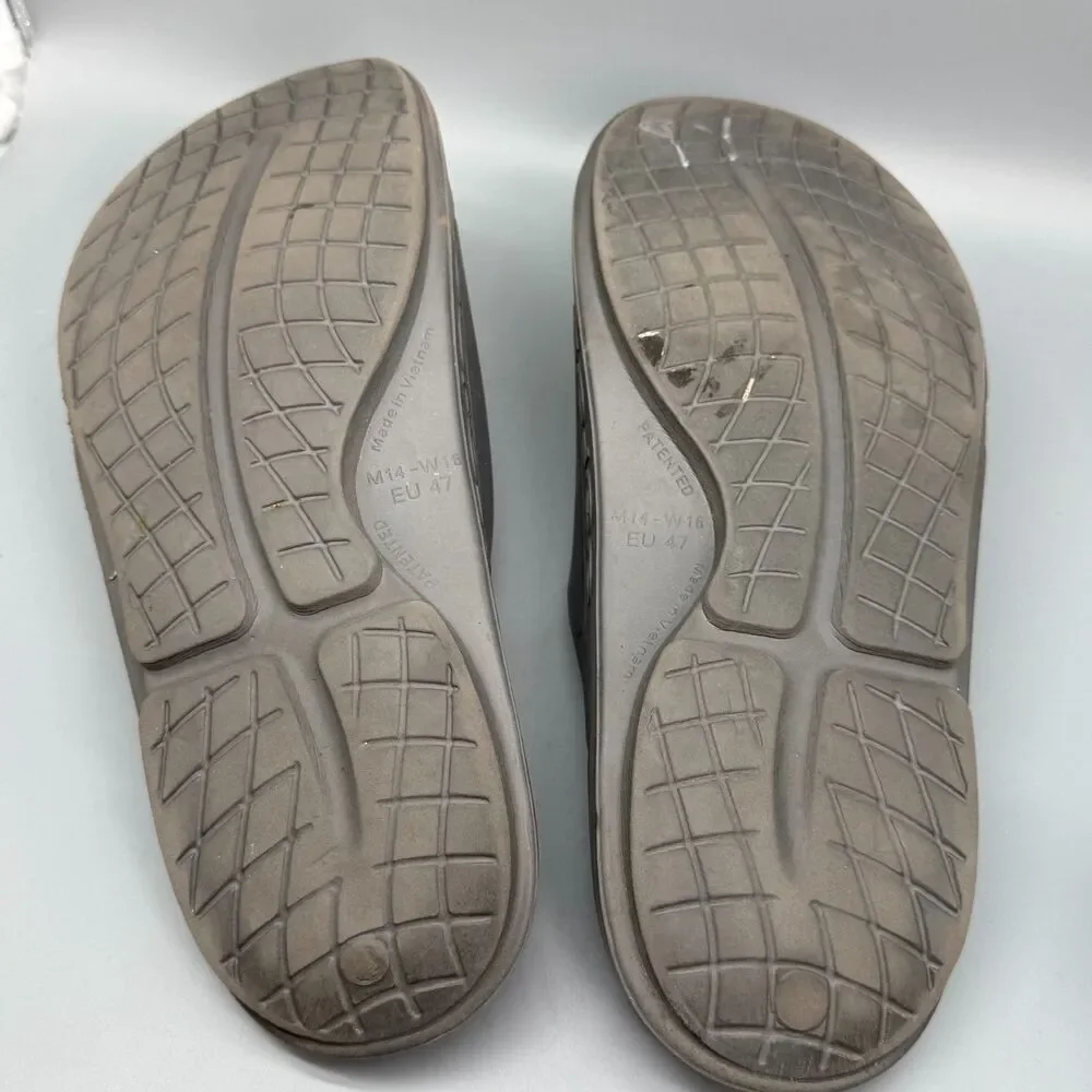 OOFOS OOahh Sport Flex Men 14 Slate Gray Slides Sandals Slip-On Open Toe Comfort